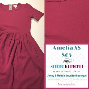 LuLaRoe XS Amelia Dress, Solid Pink BNWT
